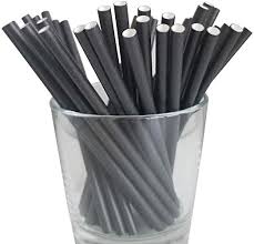 Paper Cocktail Straw, 6'',  Black,  500 pcs, #UnWrapped